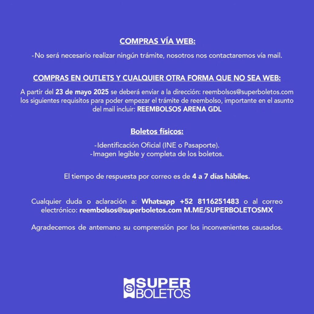 EVENTOS CANCELADOS ARENA GUADALAJARA
