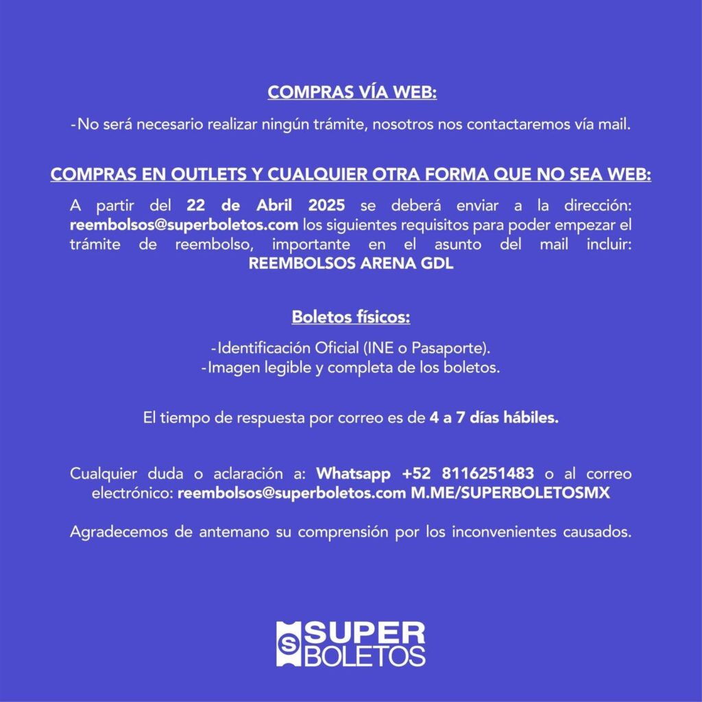 EVENTOS CANCELADOS ARENA GUADALAJARA 2025