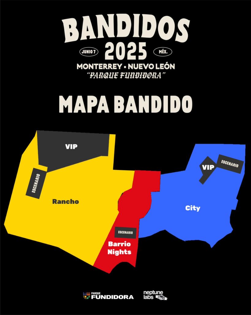 BANDIDOS FESTIVAL EN MONTERREY PARQUE FUNDIDORA 2025 mapa