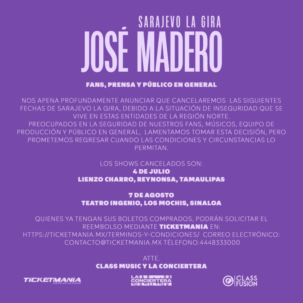 JOSE MADERO CANCELADO REYNOSA Y LOS MOCHIS