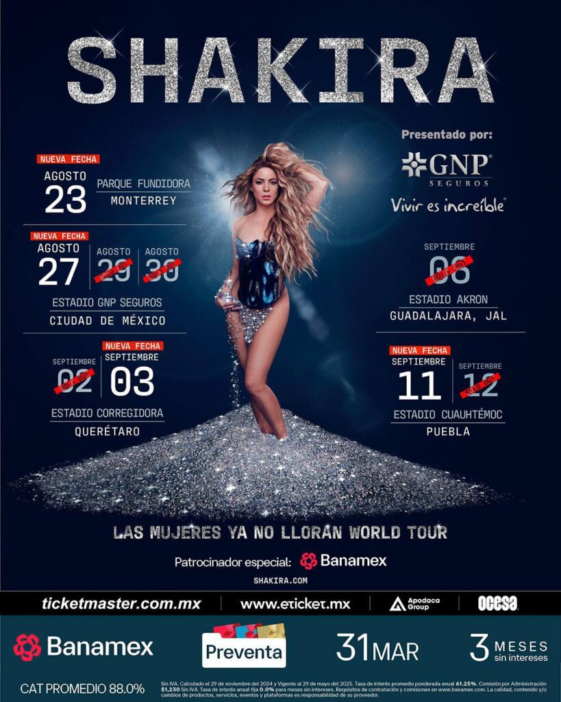 NUEVAS FECHAS SHAKIRA EN MEXICO 2025