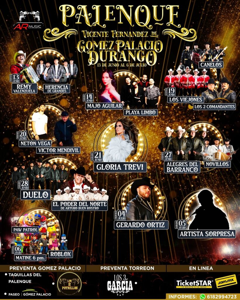 CARTELERA PALENQUE GOMEZ PALACIO DURANGO 2025