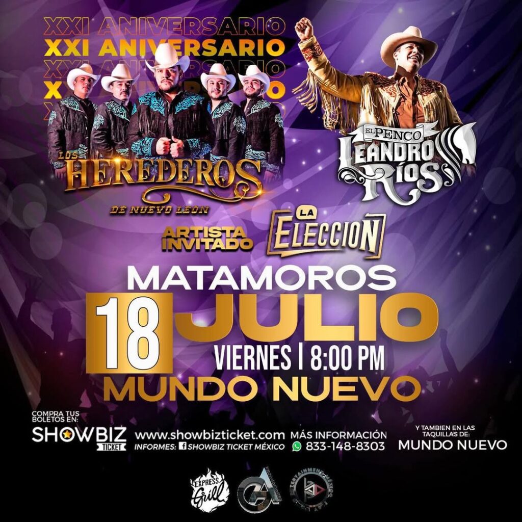 LOS HEREDEROS DE NUEVO LEON Y LEANDRO RÍOS EN MATAMOROS 2025 MUNDO NUEVO