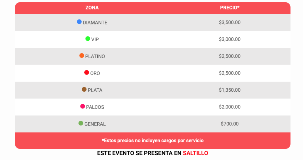 YURI EN SALTILLO 2025 AUDITORIO PARQUE LAS MARAVILLAS precios