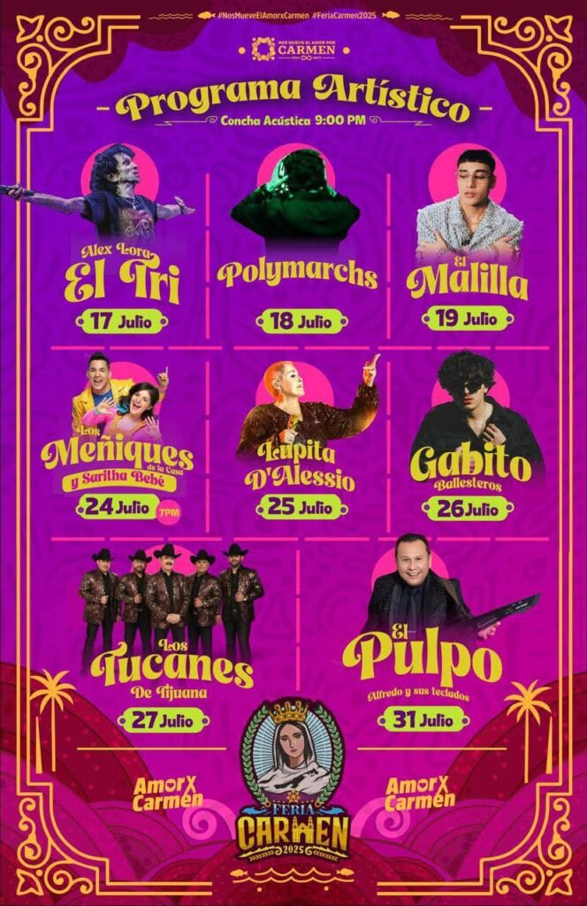 CARTELERA FERIA CARMEN 2025, CAMPECHE